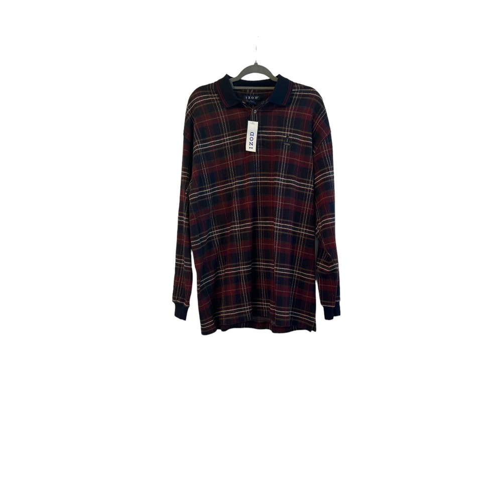 Izod Long Sleeved Flannel Polo - Size L - New with Tags - Picture 1 of 7